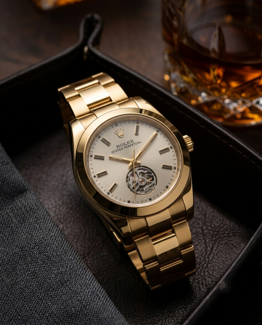 Rolle_x Oyste_r Perpetual automatic Tourbillon Gold Grey Dial