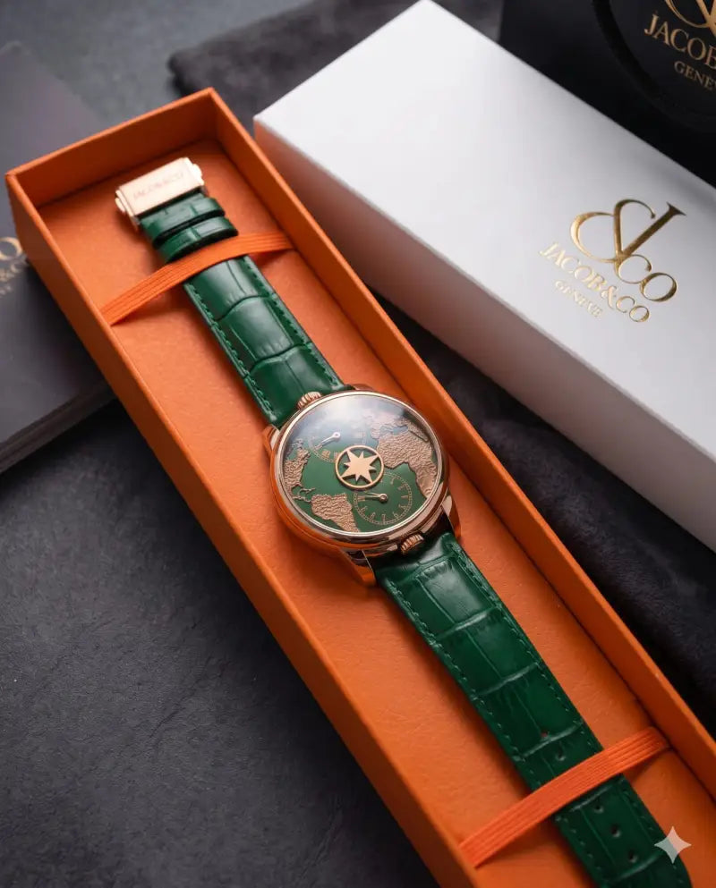 Jaco_b & C_o. The World Is Yours Dual Time Zone Green Copper