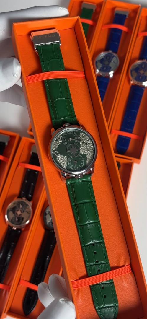 Jaco_b & C_o The World Is Yours Dual Time Zone Green Silver