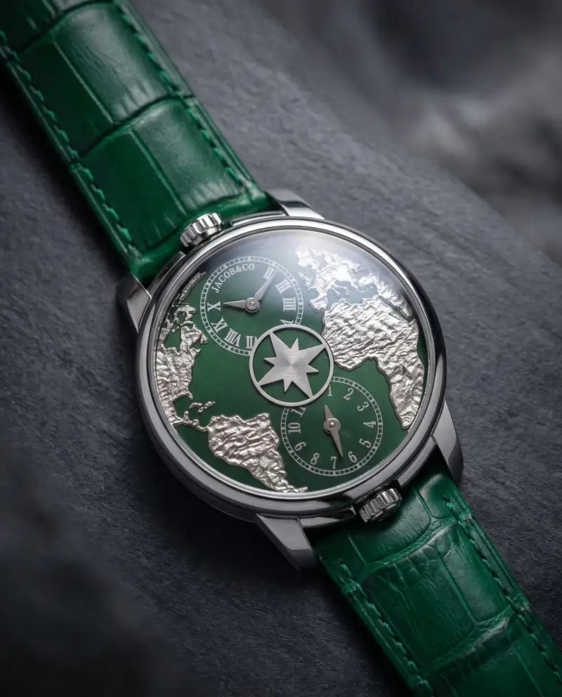 Jaco_b & C_o The World Is Yours Dual Time Zone Green Silver