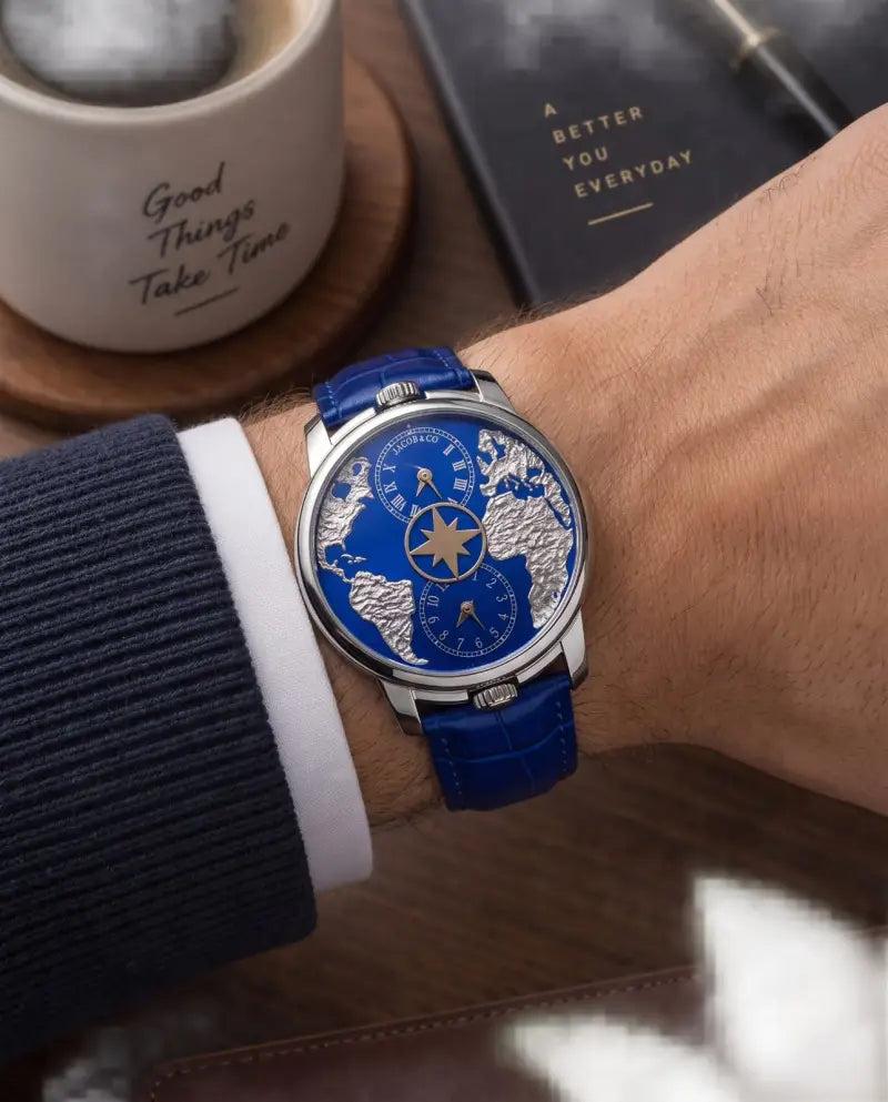 Jaco_b & C_o The World Is Yours Dual Time Zone blue Silver