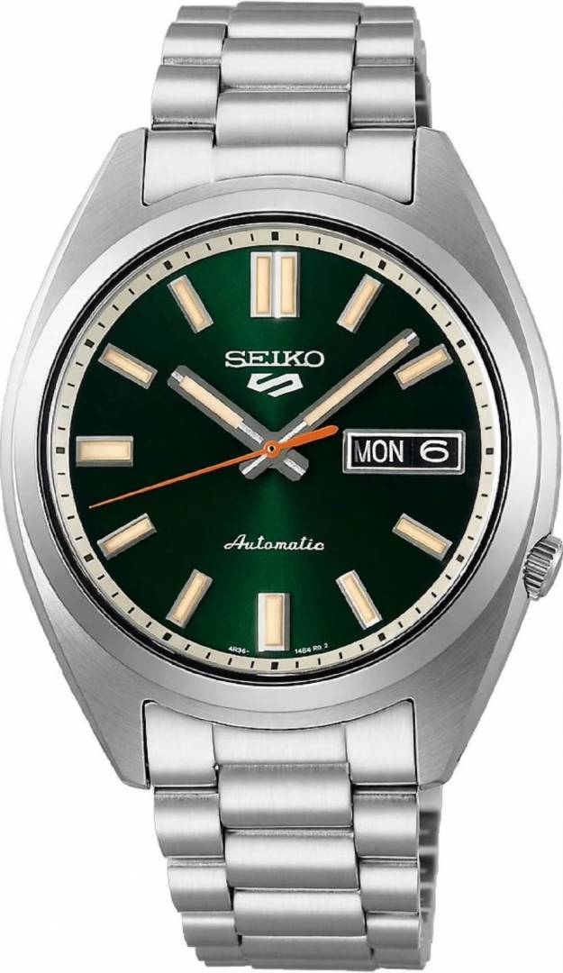 Seiko_o 5 Sports SNXS Automatic silver green and Red niddle
