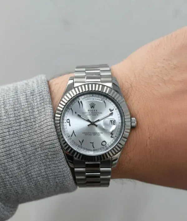 Role_x Oyster Perpetual Day Date Arabi Silver-Whitec