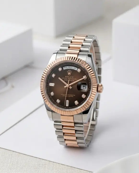 Role_x Oyster Perpetual Day Date Diamond 2Ton-Copper-Brown 40 Battery