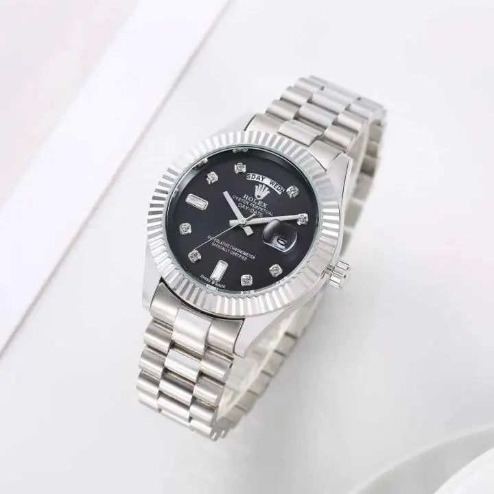 Role_x Oyster Perpetual Day Date Diamond Silver-Black 40 Battery