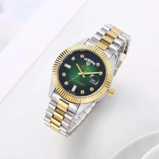 Role_x Oyster Perpetual Day Date Diamond 2tTon-Gold-Green 40 Battery