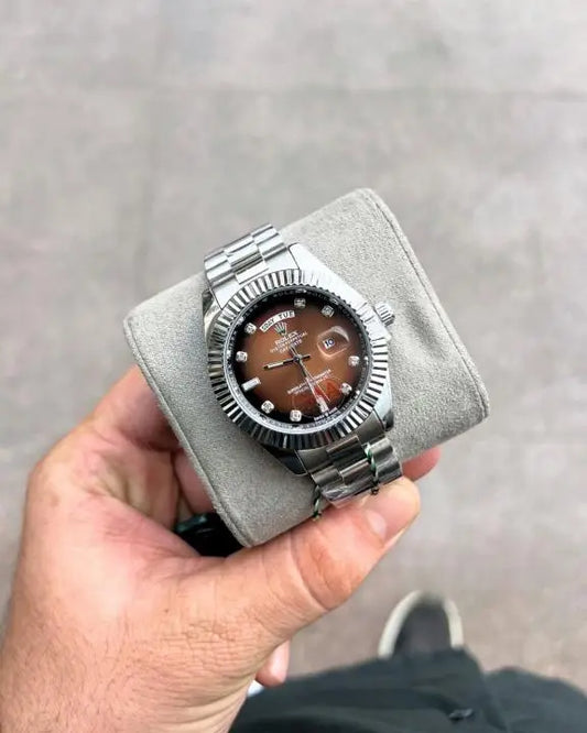 Role_x Oyster Perpetual Day Date Diamond Silver-Brown
