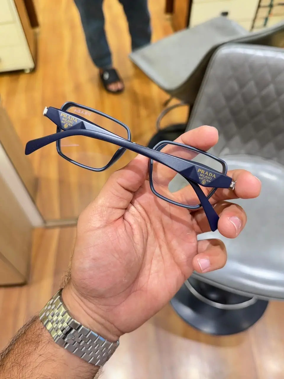 Prada 7381 silver blue plano