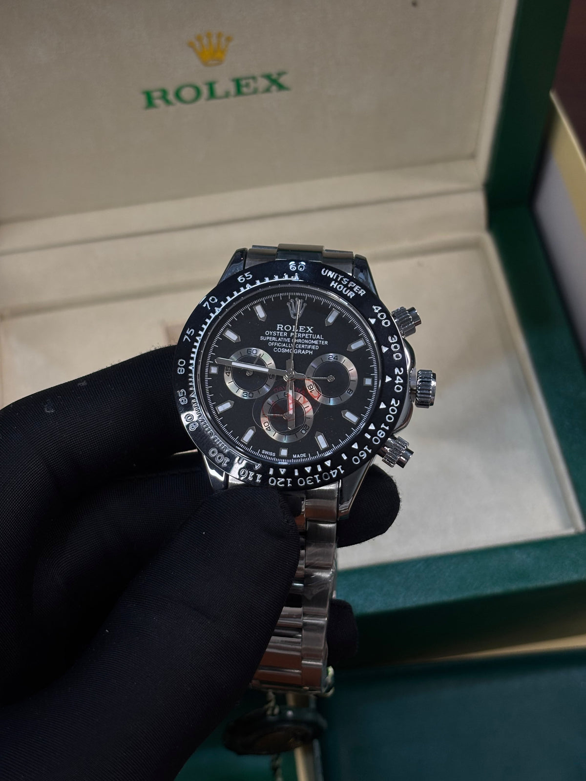Rol_ex Daytona Oyster Perpetual Silver Full Black