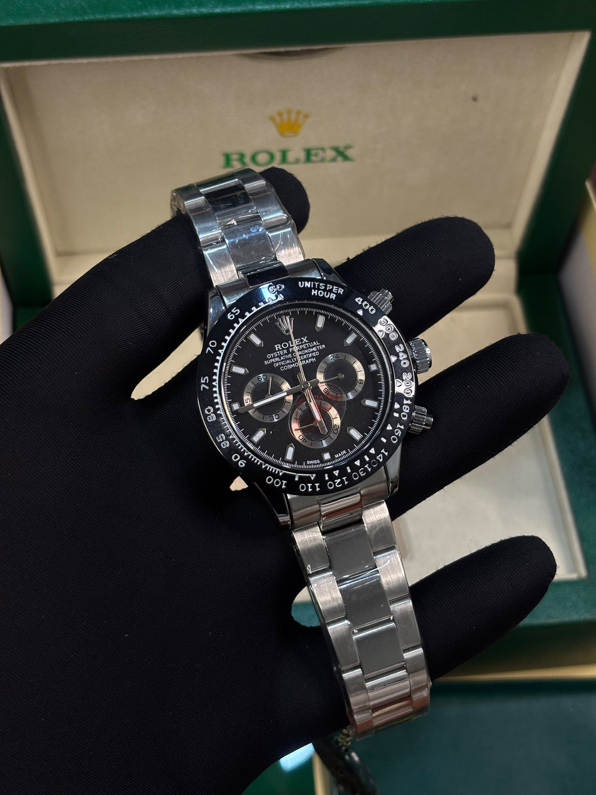 Rol_ex Daytona Oyster Perpetual Silver Full Black
